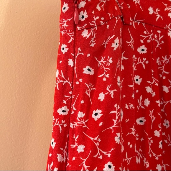 Zara| Cute Floral Flowy Ruffled Red White Mini Skirt/Skort Spring & Summer Sz M - Picture 3 of 5